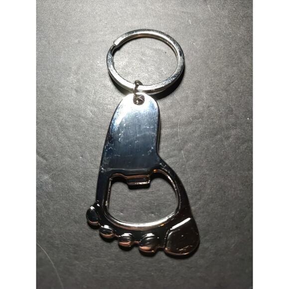 Foot Bottle Opener Keychain Toes Silver Tone - Picture 1 of 5